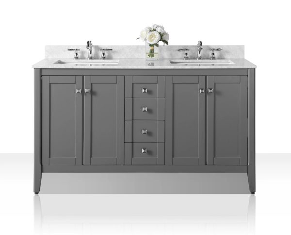 Shelton 60 in. Bath Vanity Set in Sapphire Gray with Chrome Hardware