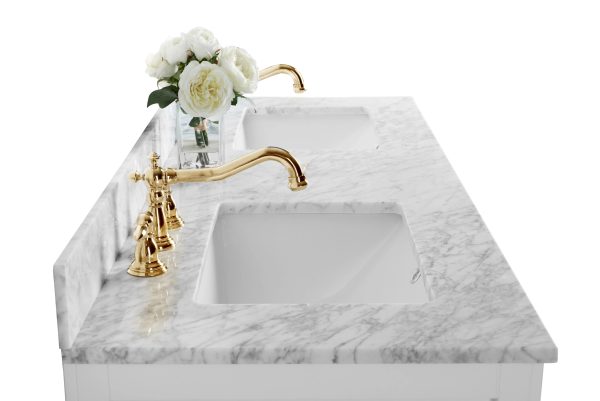 Maili 60 in. Bath Vanity Set in White with Gold Hardware