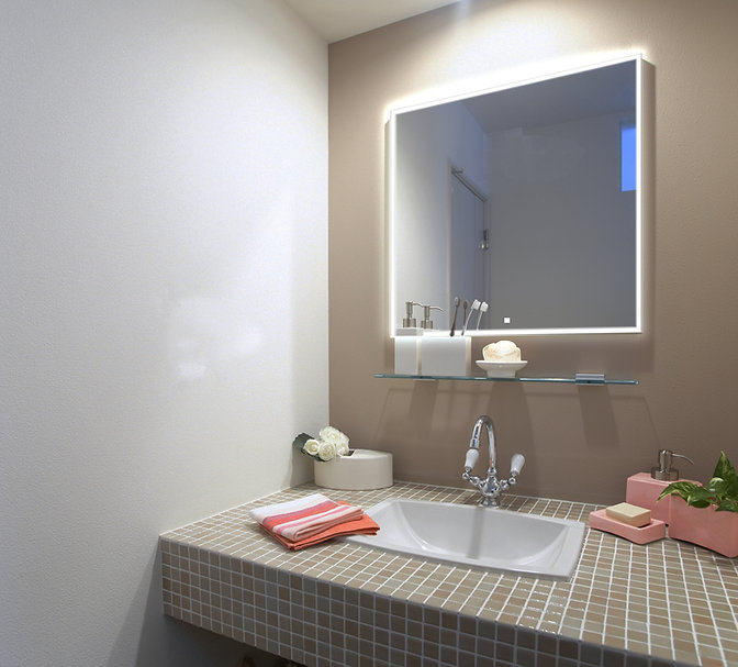 Edge lit bathroom mirror hotsell