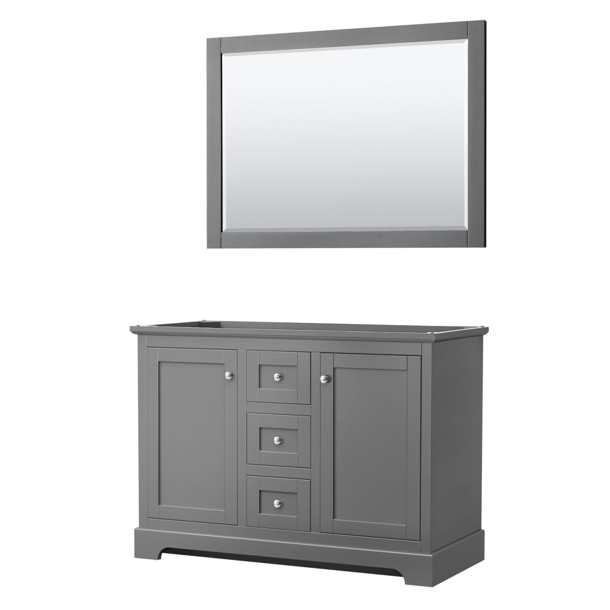 Avery 48 Inch Double Bathroom Vanity Cabinet in Dark Gray and 46