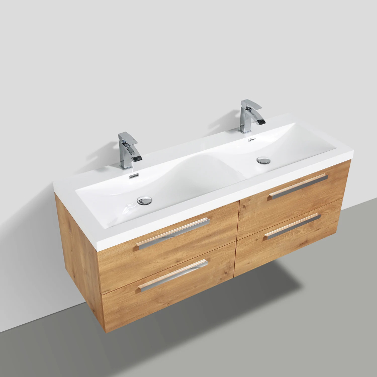 Eviva Surf 57 Black-Wood Modern Bathroom Vanity Set with Integrated White Acrylic Double Sink