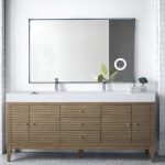 Linear 72" Double Vanity Whitewashed Walnut w/ Glossy White Composite Stone Top