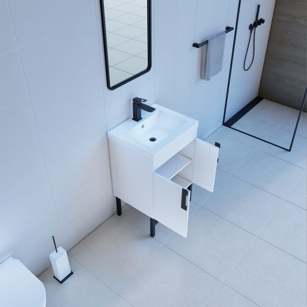 Salento 24" Modern Bathroom Vanity in White with Black Handles