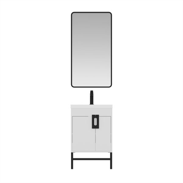 Salento 24" Modern Bathroom Vanity in White with Black Handles