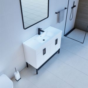 Salento 48" White Bathroom Vanity With Sink And Matte Black Hardware