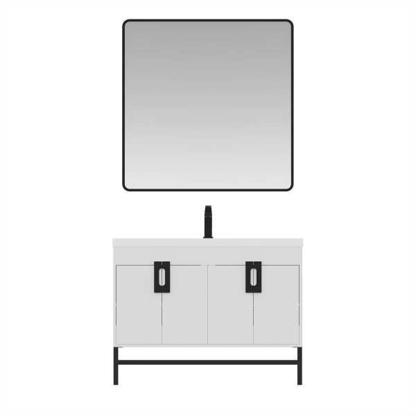 Salento 48" White Bathroom Vanity With Sink And Matte Black Hardware