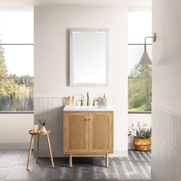 Laurent 30" Bathroom Vanity In Light Natural Oak With Arctic Fall Top