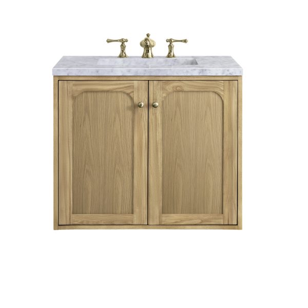 Laurent 30" Bathroom Vanity In Light Natural Oak With Carrara Marble Top