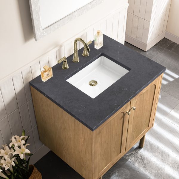 Laurent 30" Bathroom Vanity In Light Natural Oak With Charcoal Soapstone Top