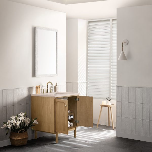 Laurent 30" Bathroom Vanity In Light Natural Oak With Eternal Marfil Top