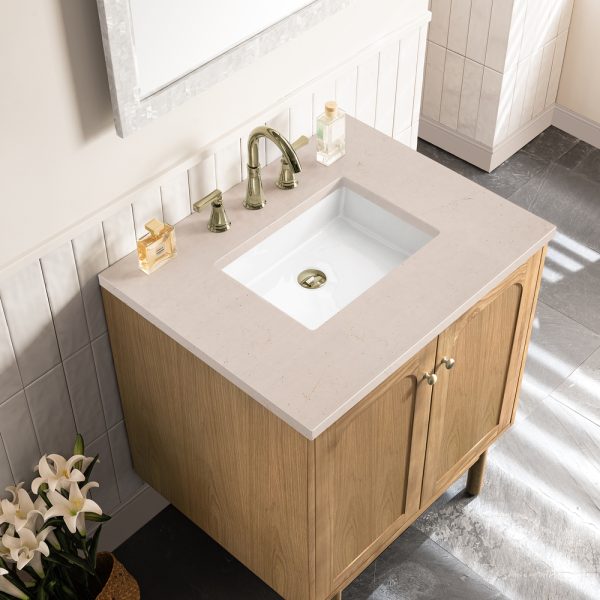 Laurent 30" Bathroom Vanity In Light Natural Oak With Eternal Marfil Top