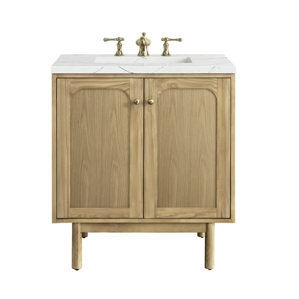 Laurent 30" Bathroom Vanity In Light Natural Oak With Ethereal Noctis Top