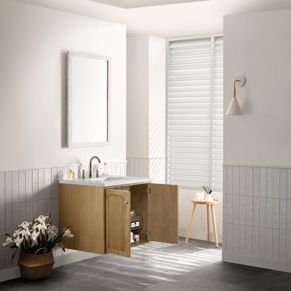 Laurent 30" Bathroom Vanity In Light Natural Oak With Ethereal Noctis Top