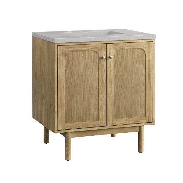 Laurent 30" Bathroom Vanity In Light Natural Oak With Eternal Serena Top