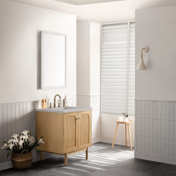 Laurent 30" Bathroom Vanity In Light Natural Oak With Eternal Serena Top