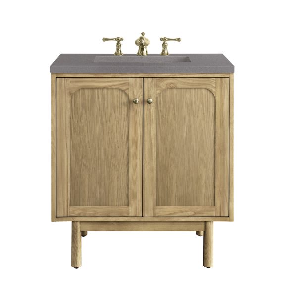 Laurent 30" Bathroom Vanity In Light Natural Oak With Grey Expo Top
