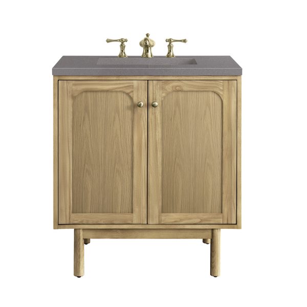 Laurent 30" Bathroom Vanity In Light Natural Oak With Grey Expo Top