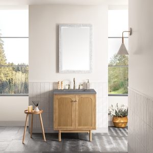 Laurent 30" Bathroom Vanity In Light Natural Oak With Grey Expo Top