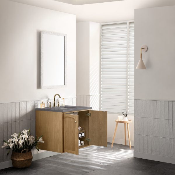 Laurent 30" Bathroom Vanity In Light Natural Oak With Grey Expo Top