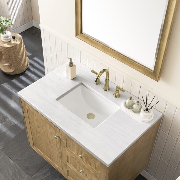Laurent 36" Bathroom Vanity In Light Natural Oak With Arctic Fall Top