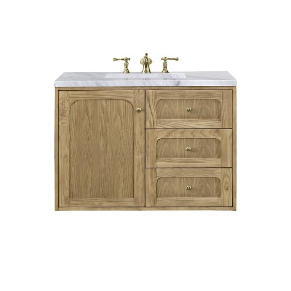 Laurent 36" Bathroom Vanity In Light Natural Oak With Carrara Marble Top
