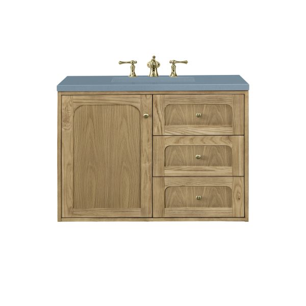 Laurent 36" Bathroom Vanity In Light Natural Oak With Cala Blue Top