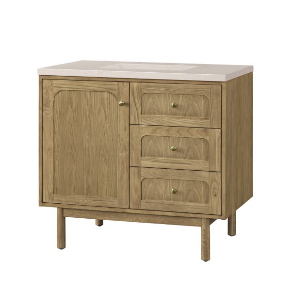 Laurent 36" Bathroom Vanity In Light Natural Oak With Eternal Marfil Top