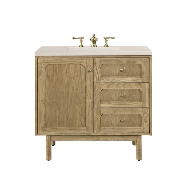 Laurent 36" Bathroom Vanity In Light Natural Oak With Eternal Marfil Top