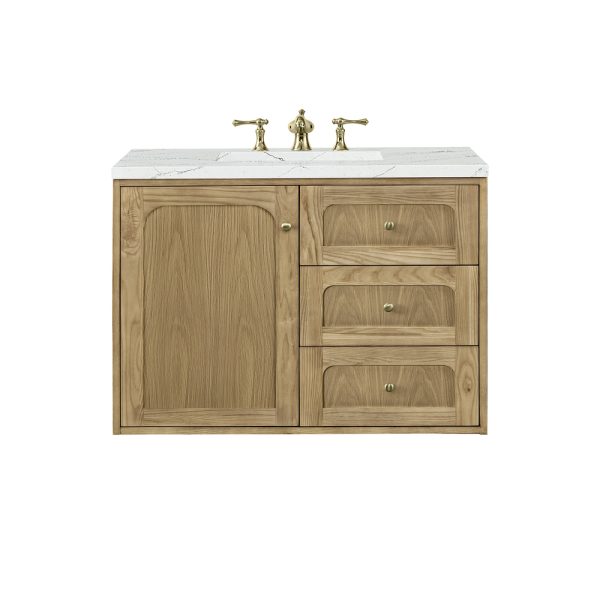 Laurent 36" Bathroom Vanity In Light Natural Oak With Ethereal Noctics Top