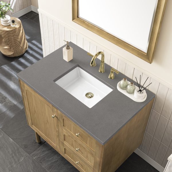 Laurent 36" Bathroom Vanity In Light Natural Oak With Grey Expo Top