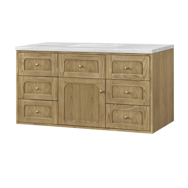 Laurent 48" Single Vanity In Light Natural Oak With Arctic Fall Top