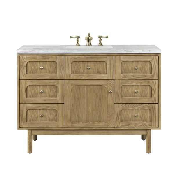 Laurent 48" Single Vanity In Light Natural Oak With Arctic Fall Top