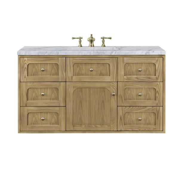 Laurent 48" Single Vanity In Light Natural Oak With Carrara Marble Top