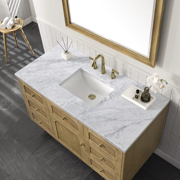 Laurent 48" Single Vanity In Light Natural Oak With Carrara Marble Top