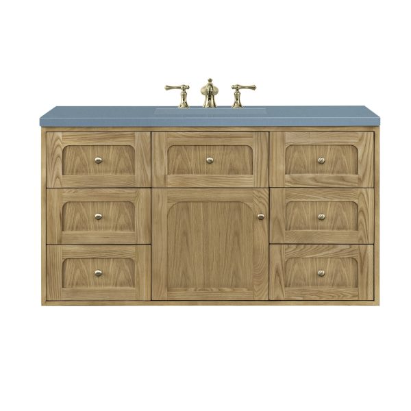 Laurent 48" Single Vanity In Light Natural Oak With Cala Blue Top