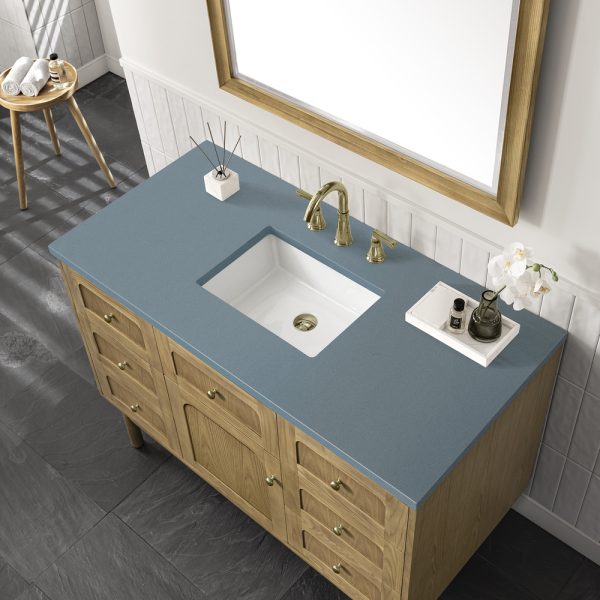 Laurent 48" Single Vanity In Light Natural Oak With Cala Blue Top