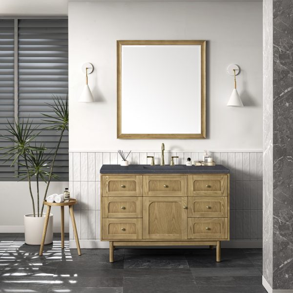 Laurent 48" Single Vanity In Light Natural Oak With Charcoal Soapstone Top