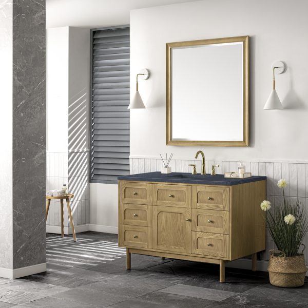 Laurent 48" Single Vanity In Light Natural Oak With Charcoal Soapstone Top