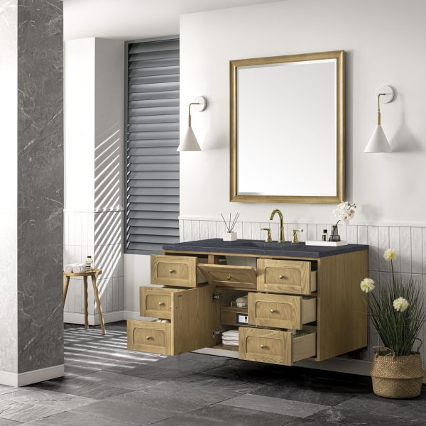 Laurent 48" Single Vanity In Light Natural Oak With Charcoal Soapstone Top