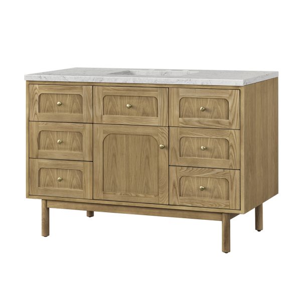 Laurent 48" Single Vanity In Light Natural Oak With Eternal Jasmine Pearl Top