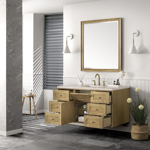 Laurent 48" Single Vanity In Light Natural Oak With Eternal Marfil Top