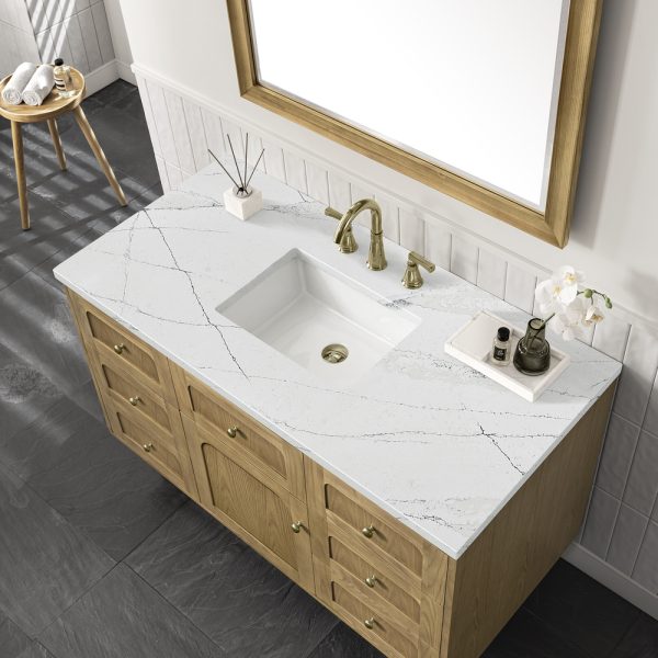 Laurent 48" Single Vanity In Light Natural Oak With Ethereal Noctis Top