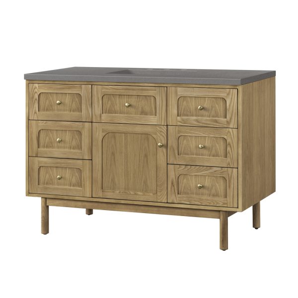 Laurent 48" Single Vanity In Light Natural Oak With Grey Expo Top