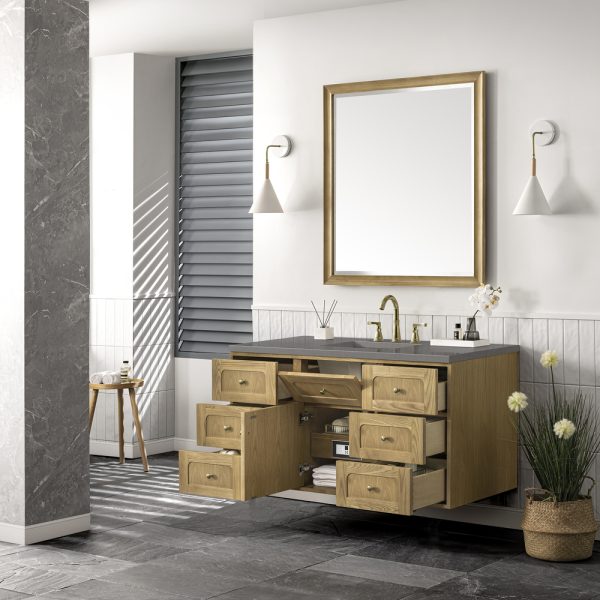 Laurent 48" Single Vanity In Light Natural Oak With Grey Expo Top