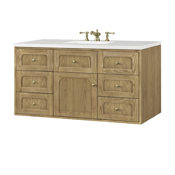 Laurent 48" Single Vanity In Light Natural Oak With White Zeus Top