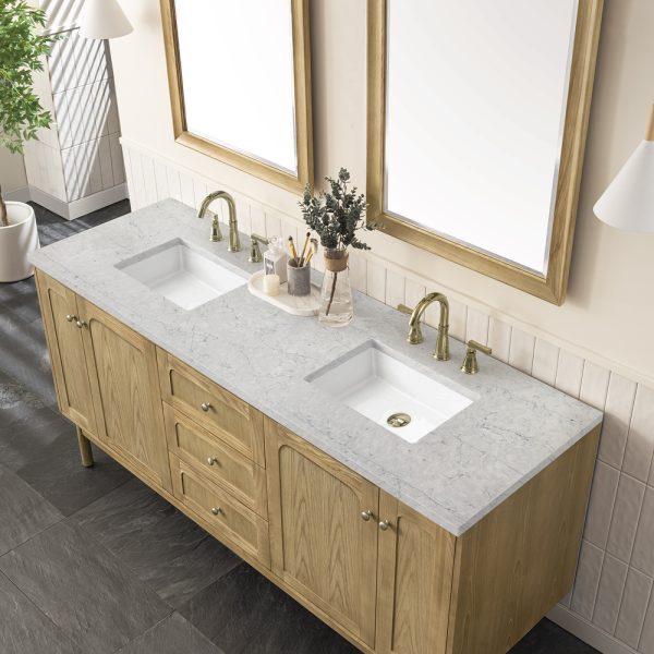 Laurent 72" Double Vanity In Light Natural Oak With Eternal Jasmine Pearl Top