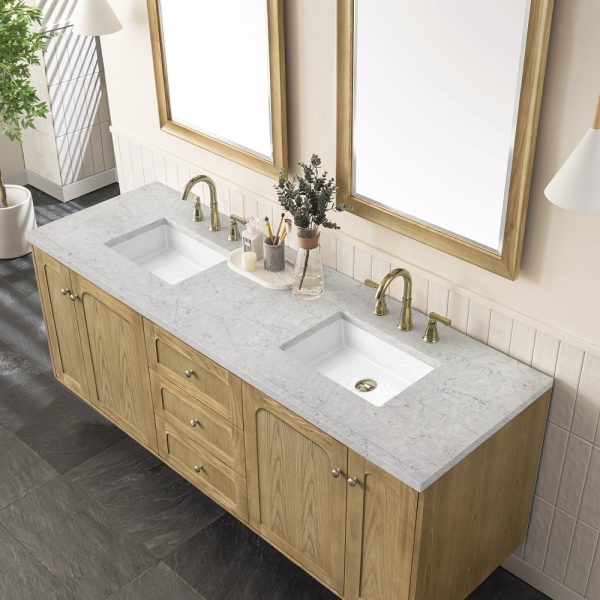 Laurent 72" Double Vanity In Light Natural Oak With Eternal Jasmine Pearl Top