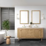 Laurent 72" Double Vanity In Light Natural Oak With Eternal Marfil Top