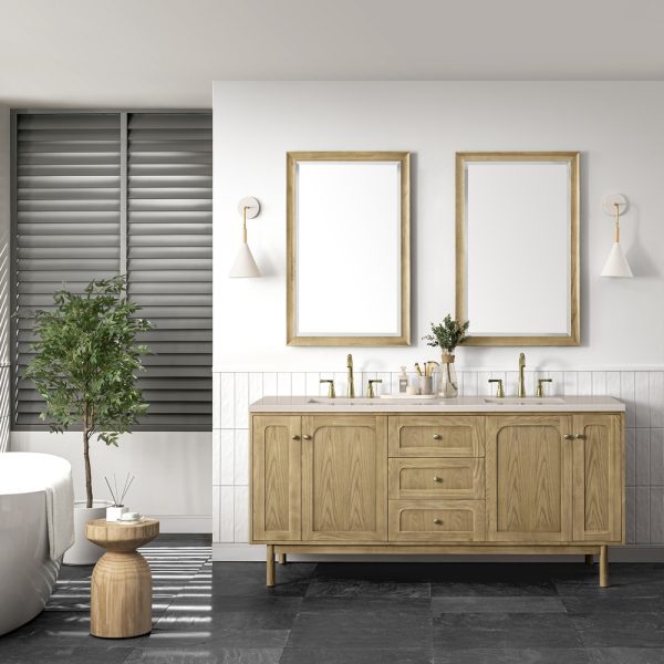 Laurent 72" Double Vanity In Light Natural Oak With Eternal Marfil Top
