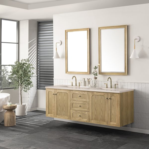 Laurent 72" Double Vanity In Light Natural Oak With Eternal Marfil Top